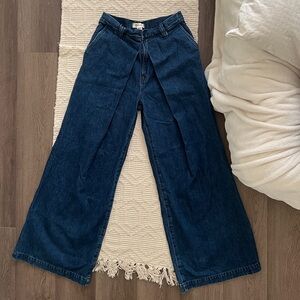 Women's Madewell Wide-Leg Dark Blue Tailored Jeans